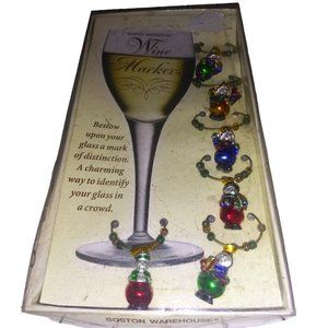 VTG Boston Warehouse Snowman Drink Marker Set of 6 Holiday Drink Decoration 2001